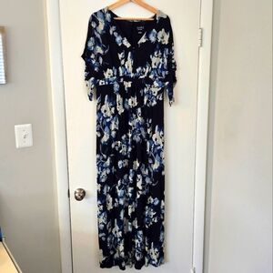 Isabel Maternity Blue Floral Maxi Dress Size Large